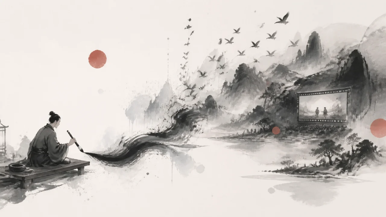 水墨留白视觉风格参考图